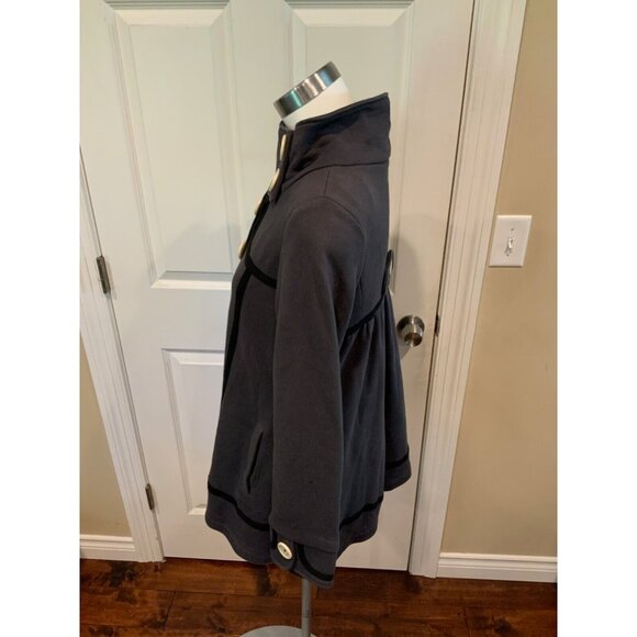 Knitted Dove Black Cotton Button Up High Collar Jacket, Size XS - Picture 4 of 6